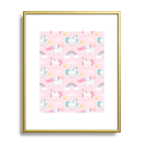 Avenie Unicorn Pattern Metal Framed Art Print