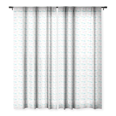 Avenie Unicorns Flying Sheer Window Curtain