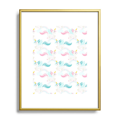 Avenie Unicorns Flying Metal Framed Art Print
