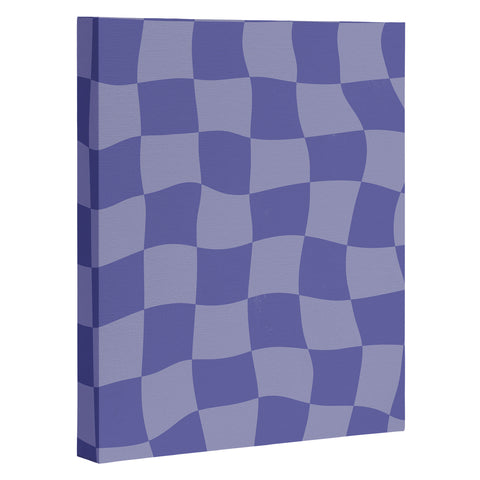 Avenie Very Peri Warped Checkerboard Art Canvas