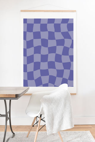 Avenie Very Peri Warped Checkerboard Art Print And Hanger