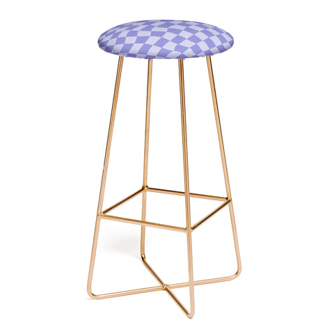 Avenie Very Peri Warped Checkerboard Bar Stool