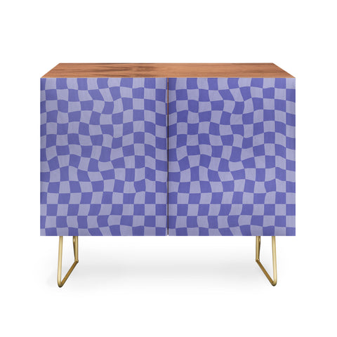 Avenie Very Peri Warped Checkerboard Credenza