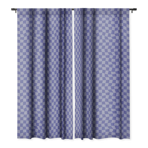 Avenie Very Peri Warped Checkerboard Blackout Window Curtain