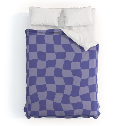 Avenie Very Peri Warped Checkerboard Duvet Cover