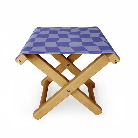 Avenie Very Peri Warped Checkerboard Folding Stool