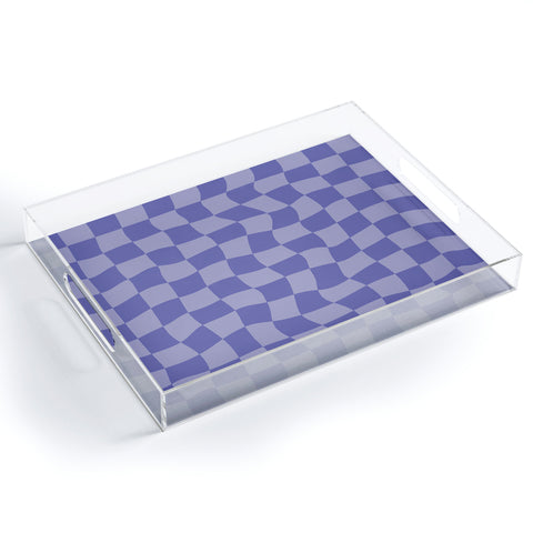 Avenie Very Peri Warped Checkerboard Acrylic Tray