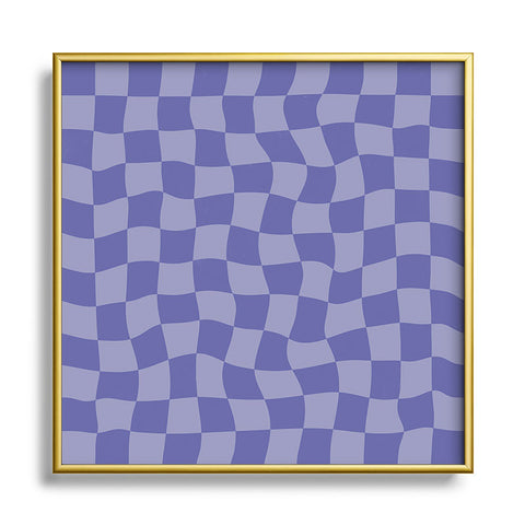 Avenie Very Peri Warped Checkerboard Metal Square Framed Art Print