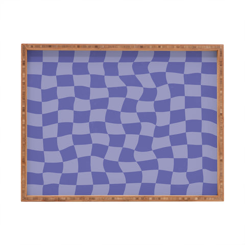 Avenie Very Peri Warped Checkerboard Rectangular Tray