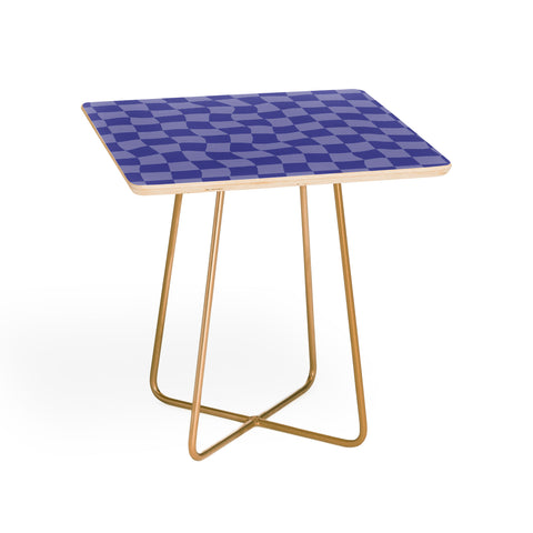 Avenie Very Peri Warped Checkerboard Side Table