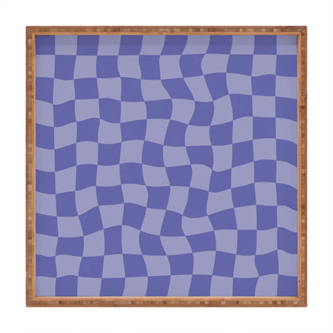 Avenie Very Peri Warped Checkerboard Square Tray