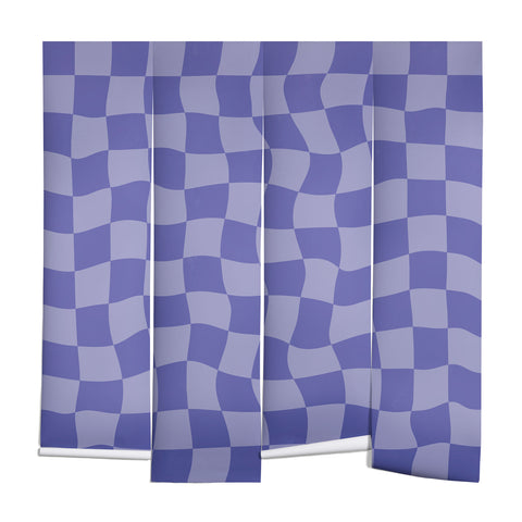 Avenie Very Peri Warped Checkerboard Wall Mural