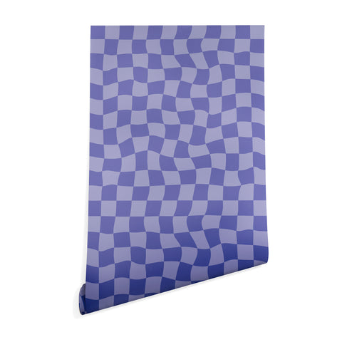 Avenie Very Peri Warped Checkerboard Wallpaper
