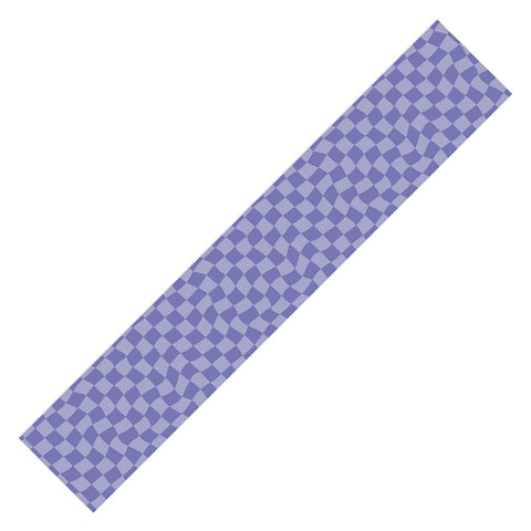 Avenie Very Peri Warped Checkerboard Table Runner