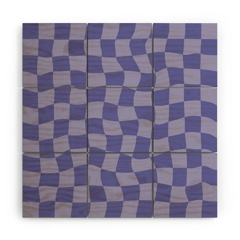 Avenie Very Peri Warped Checkerboard Wood Wall Mural