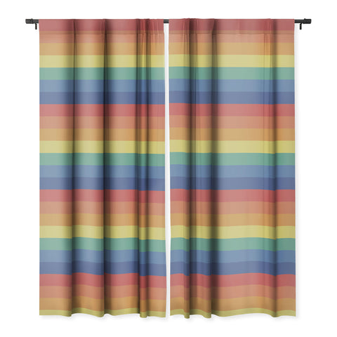 Avenie Vintage Rainbow Stripes Blackout Window Curtain