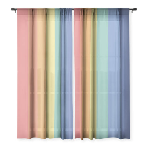Avenie Vintage Rainbow Stripes Sheer Non Repeat