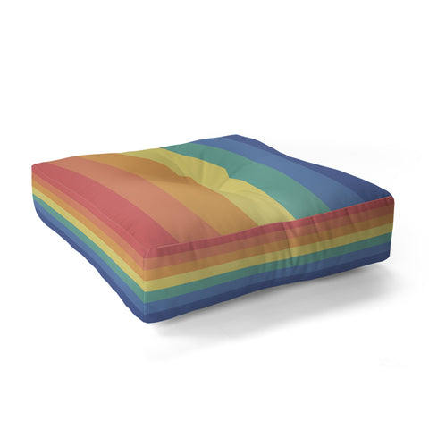 Avenie Vintage Rainbow Stripes Floor Pillow Square