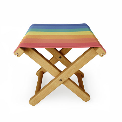 Avenie Vintage Rainbow Stripes Folding Stool