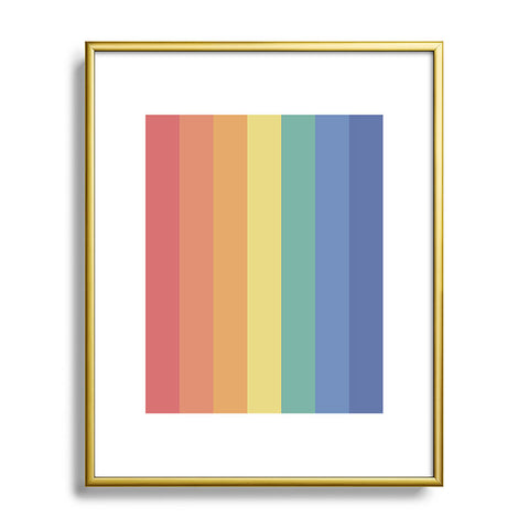 Avenie Vintage Rainbow Stripes Metal Framed Art Print