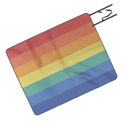 Avenie Vintage Rainbow Stripes Picnic Blanket