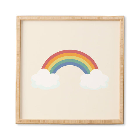 Avenie Vintage Rainbow With Clouds Framed Wall Art