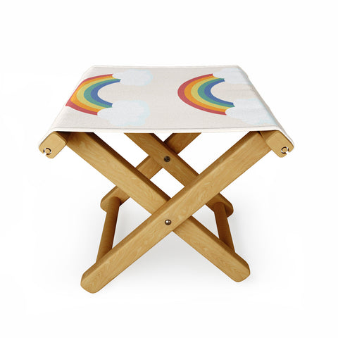 Avenie Vintage Rainbow With Clouds Folding Stool