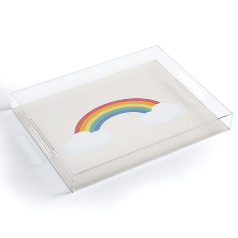 Avenie Vintage Rainbow With Clouds Acrylic Tray