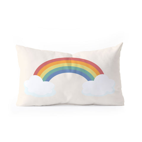 Avenie Vintage Rainbow With Clouds Oblong Throw Pillow