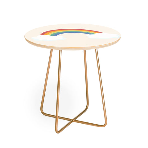 Avenie Vintage Rainbow With Clouds Round Side Table