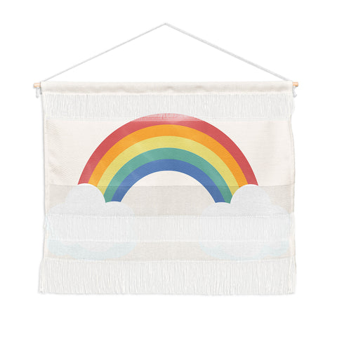 Avenie Vintage Rainbow With Clouds Wall Hanging Landscape