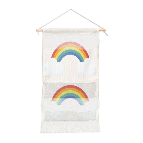 Avenie Vintage Rainbow With Clouds Wall Hanging Portrait