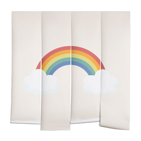 Avenie Vintage Rainbow With Clouds Wall Mural