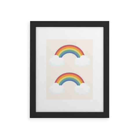 Avenie Vintage Rainbow With Clouds Framed Art Print