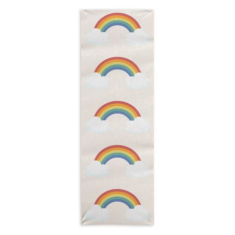 Avenie Vintage Rainbow With Clouds Yoga Towel