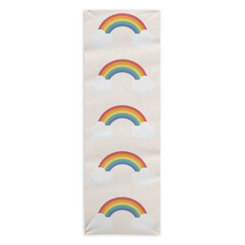 Avenie Vintage Rainbow With Clouds Yoga Towel
