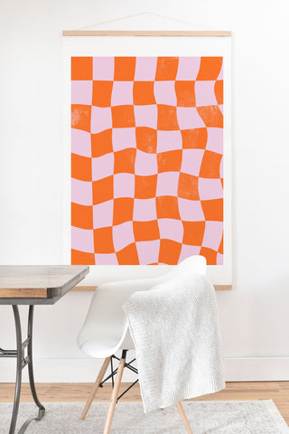 Avenie Warped Checkerboard Art Print And Hanger