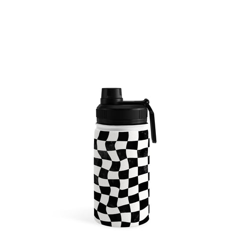 Avenie Warped Checkerboard BW Water Bottle