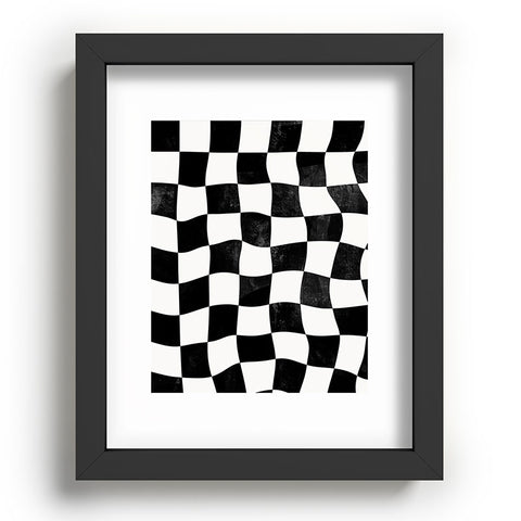 Avenie Warped Checkerboard BW Recessed Framing Rectangle