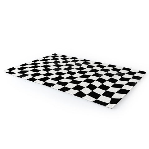 Avenie Warped Checkerboard BW Area Rug