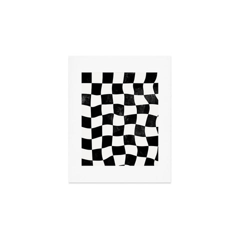 Avenie Warped Checkerboard BW Art Print