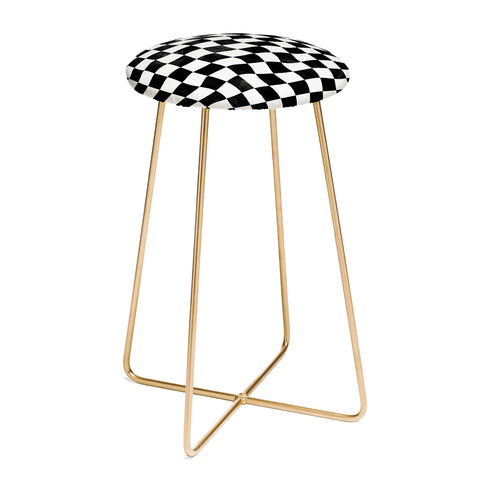 Avenie Warped Checkerboard BW Counter Stool