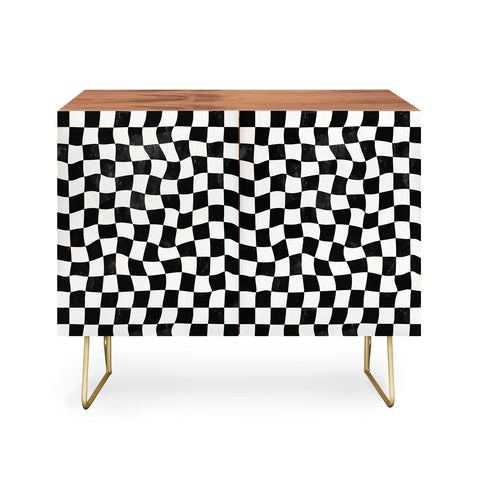 Avenie Warped Checkerboard BW Credenza