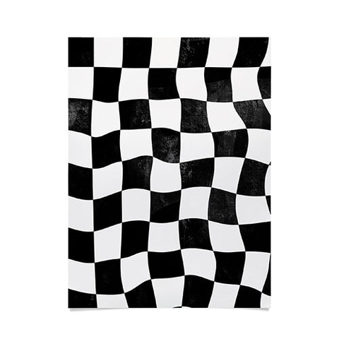 Avenie Warped Checkerboard BW Poster