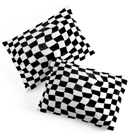 Avenie Warped Checkerboard BW Pillow Shams