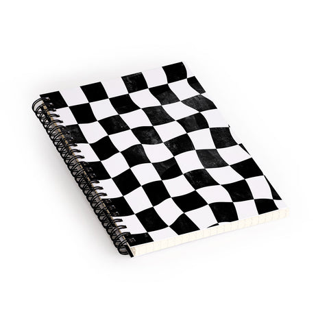 Avenie Warped Checkerboard BW Spiral Notebook