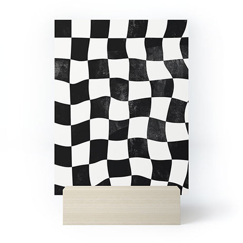Avenie Warped Checkerboard BW Mini Art Print