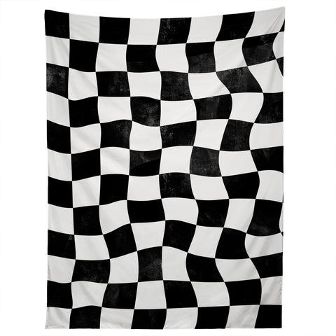 Avenie Warped Checkerboard BW Tapestry