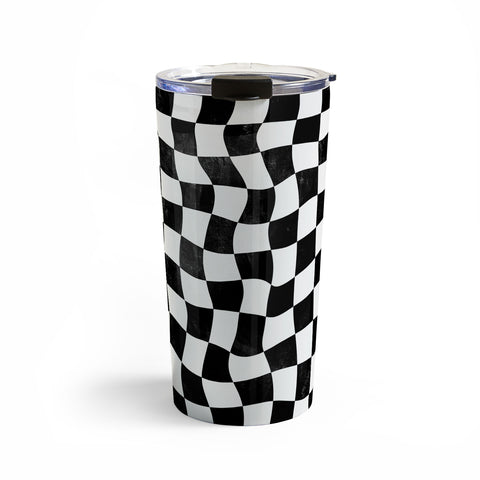 Avenie Warped Checkerboard BW Travel Mug