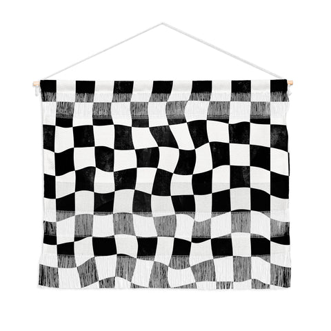 Avenie Warped Checkerboard BW Wall Hanging Landscape